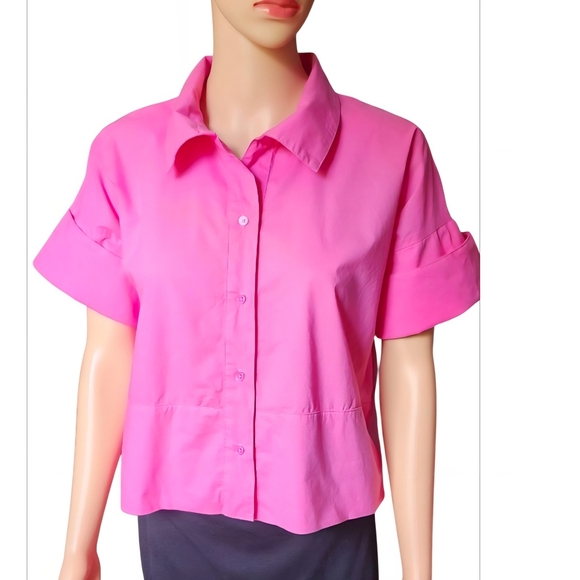 Vici Bright Pink Button-Down Shirt - Picture 1 of 9